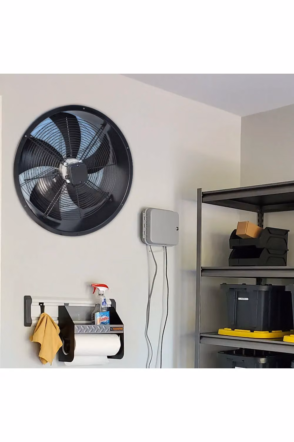 Livingandhome Wall-Mounted Axial Exhaust Fan, 24-inch, Black Metal – 2