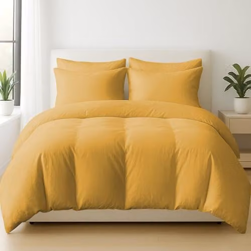 Pamposh 400 Thread Count Egyptian Cotton Double Duvet Set in Ochre Yellow, 200 x 200 cm