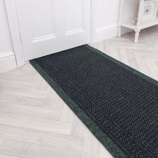 runrug Aztec Green Hallway Carpet Runner, W: 66 cm, L: 210 cm