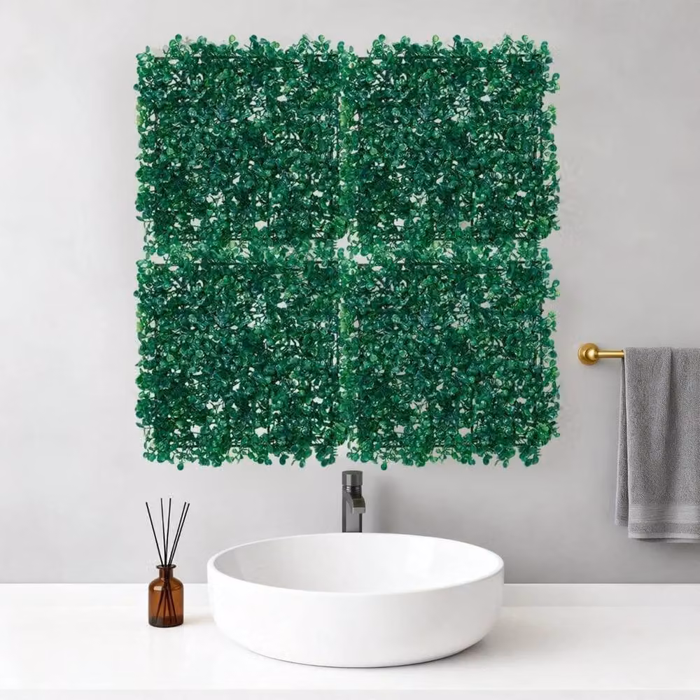 VOGREX 24 Piece Artificial Greenery Wall Panels, Green, W/D/H: 50.8 x 50.8 x 50.8 cm – 4