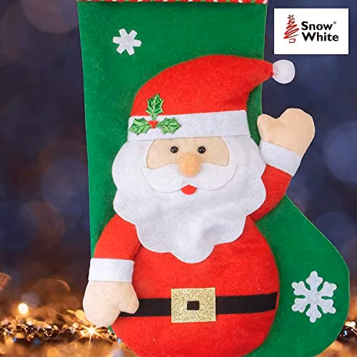 PMS VFM Long Leg Santa Design Christmas Stockings in Red and Green, 54 cm – 3