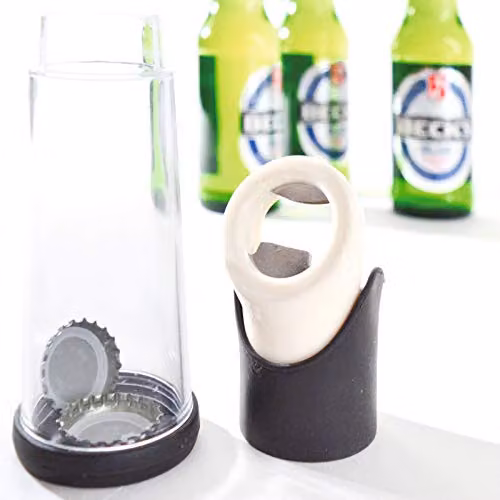 mysmartbuy Bottle Opener with Built-in Cap Collector in Transparent Acrylic and Stainless Steel, H20 x W5.5 cm – 4