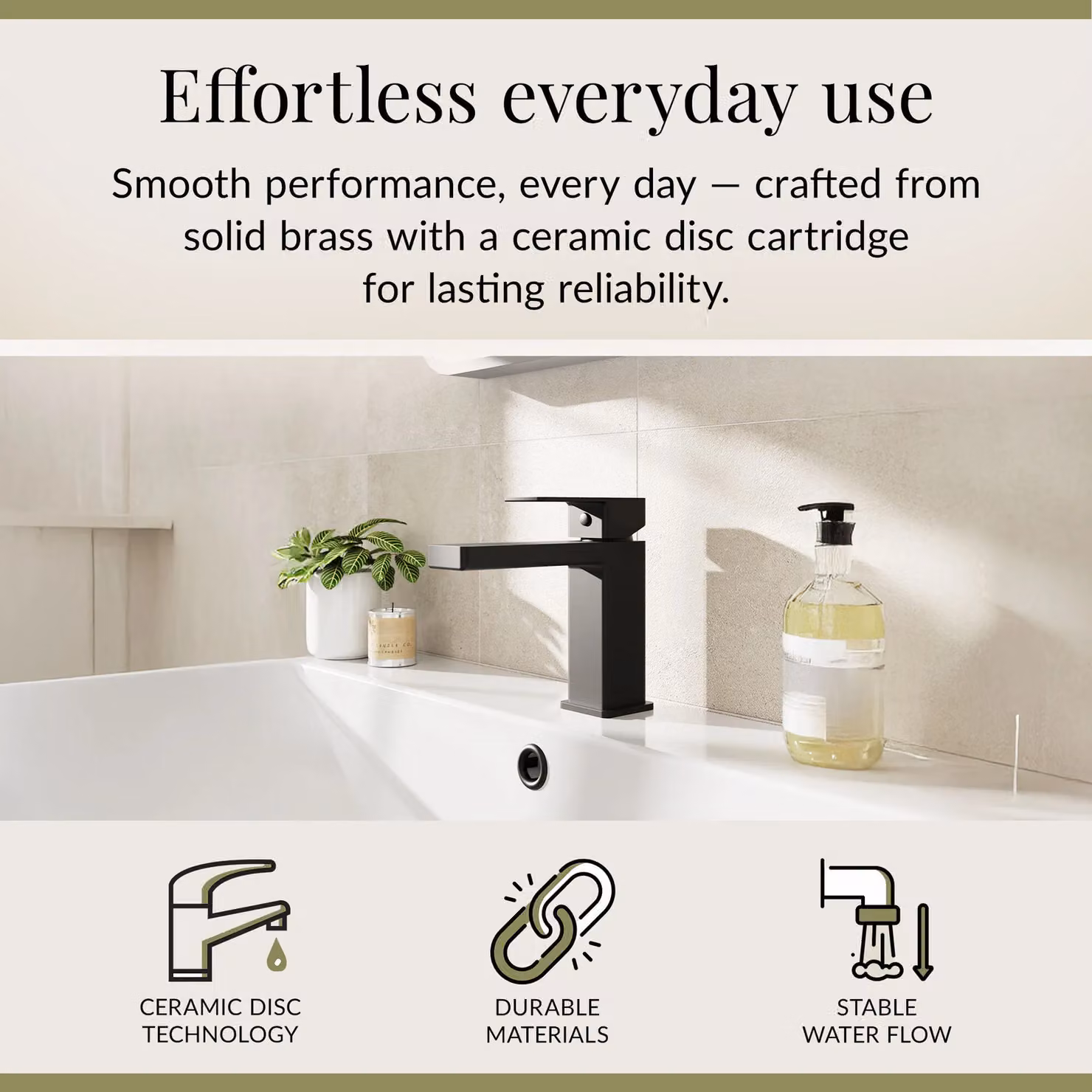Balterley Square Mono Basin Mixer Tap with Pop Up Waste, Matt Black – 2