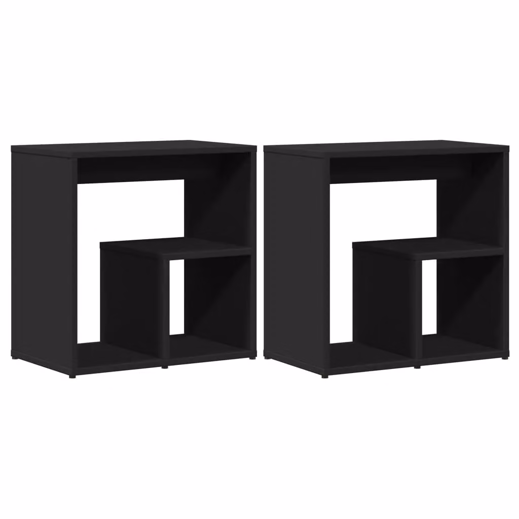 Berkfield Home Set of 2 Black Modern Side Tables in Engineered Wood, W/D/H: 50 x 30 x 50 cm – 2