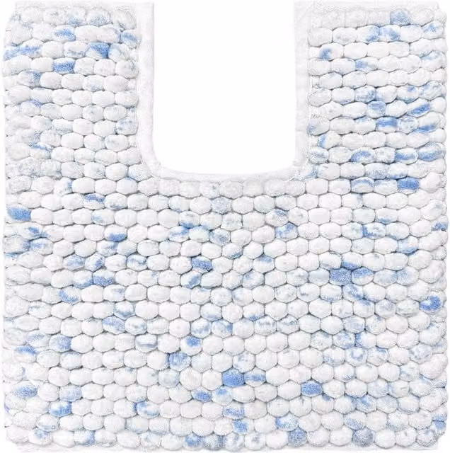Allure Bath Fashions Marl Chunky Bobble Non-Slip Pedestal Toilet Mat in Blue