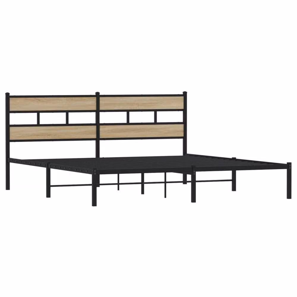 Berkfield Home Metal Bed Frame in Sonoma Oak Brown, W/D/H: 180 x 200 cm – 3