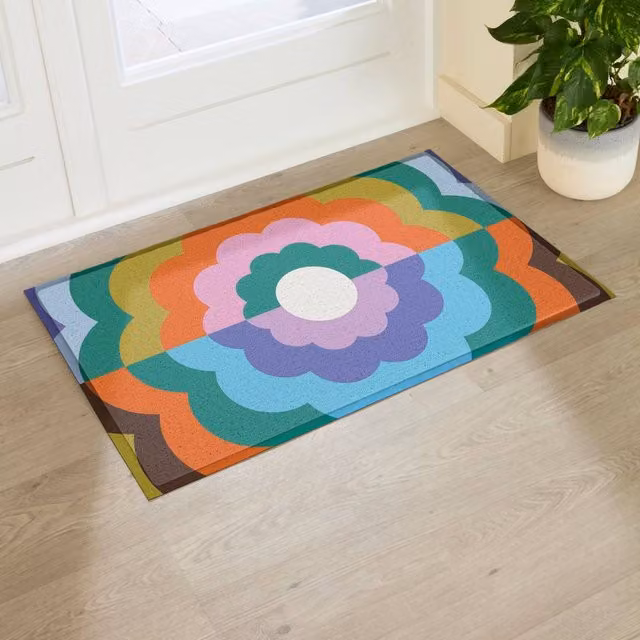 Artsy Mats Elizabeth Olwen Petal Close Up Indoor/Outdoor Doormat, Multicolour, W: 90 cm, D: 60 cm – 1