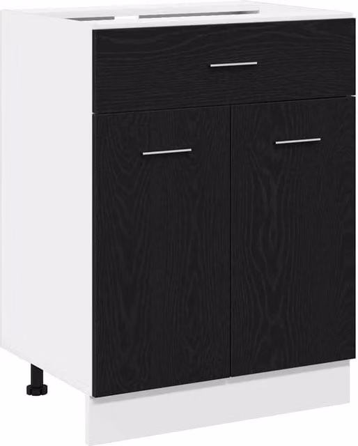 Berkfield Home Black Oak Drawer Base Cabinet W: 60 cm, D: 46 cm, H: 81.5 cm – 1