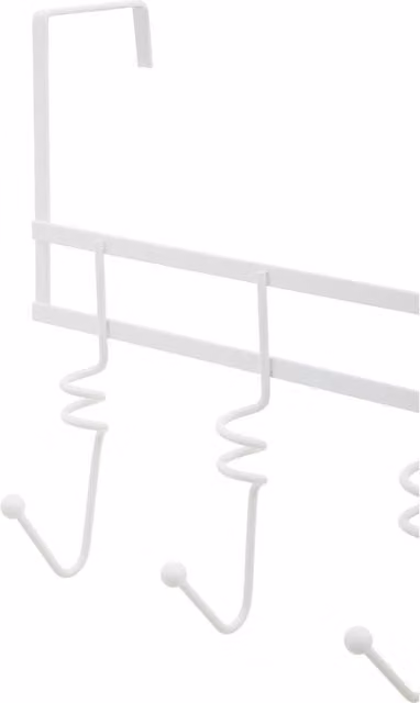 Orsina Jaxen Over Door Hanger with Five Swirl Hooks in White and Grey