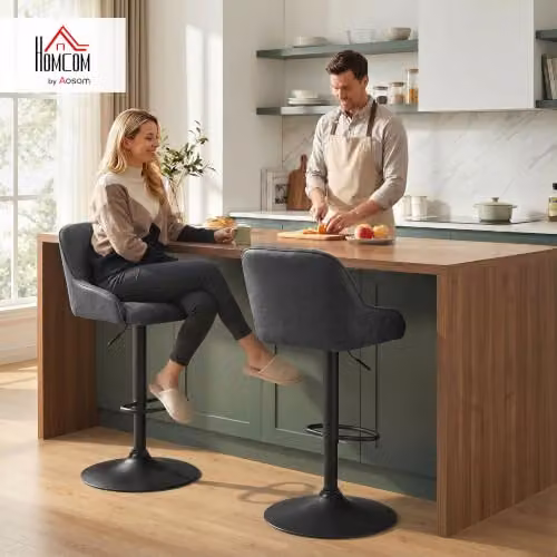 HOMCOM Set of 2 Retro Black Bar Stools with Matt Finish – 2