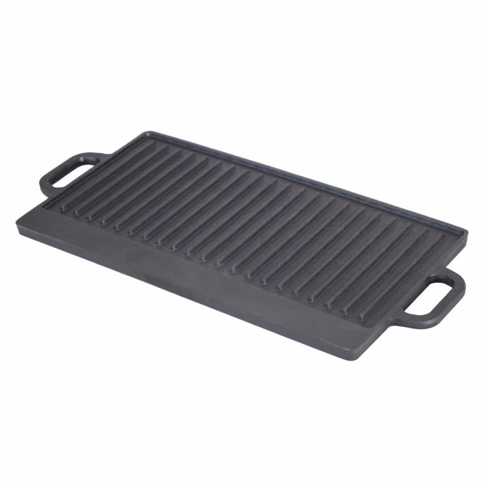 NESTLUNE Black Cast Iron Non Stick Reversible Griddle Pan BBQ Grill Plate W: 100 cm, D: 60 cm – 3