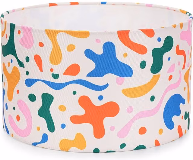 ValueLights Abbie Bright Abstract Easy Fit Cylinder Ceiling Light Shade in Multicolour and White Fabric