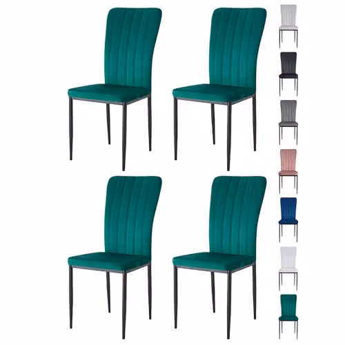 mcc direct Elle Set of 4 Green Velvet High Back Dining Chairs with Metal Legs