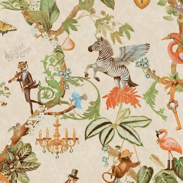 Holden Décor Safari Symphony Animal Print Wallpaper in Beige