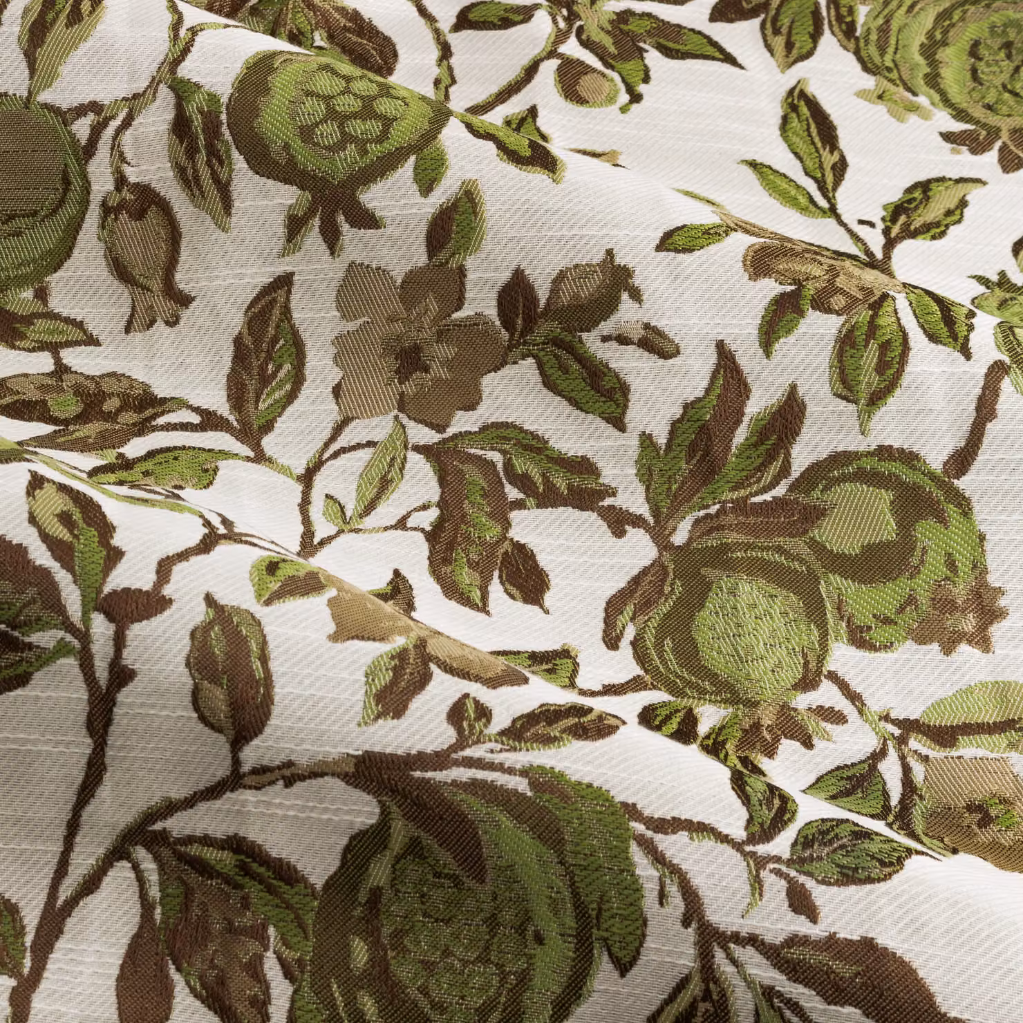 Wylder Tropics Pomegranate Floral Jacquard Pencil Pleat Curtains in Green, Width: 168 cm, Drop: 183 cm – 3