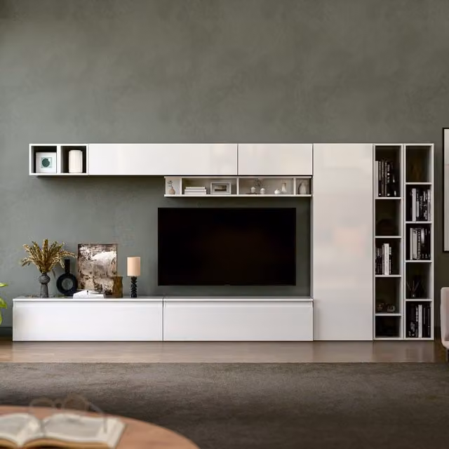 Decorotika Chantilly Wall Mounted Entertainment Center in High Gloss White