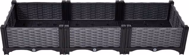 Breeins Plastic Raised Garden Bed for Vegetable and Herb Gardens, Grey and Black, 120 cm
