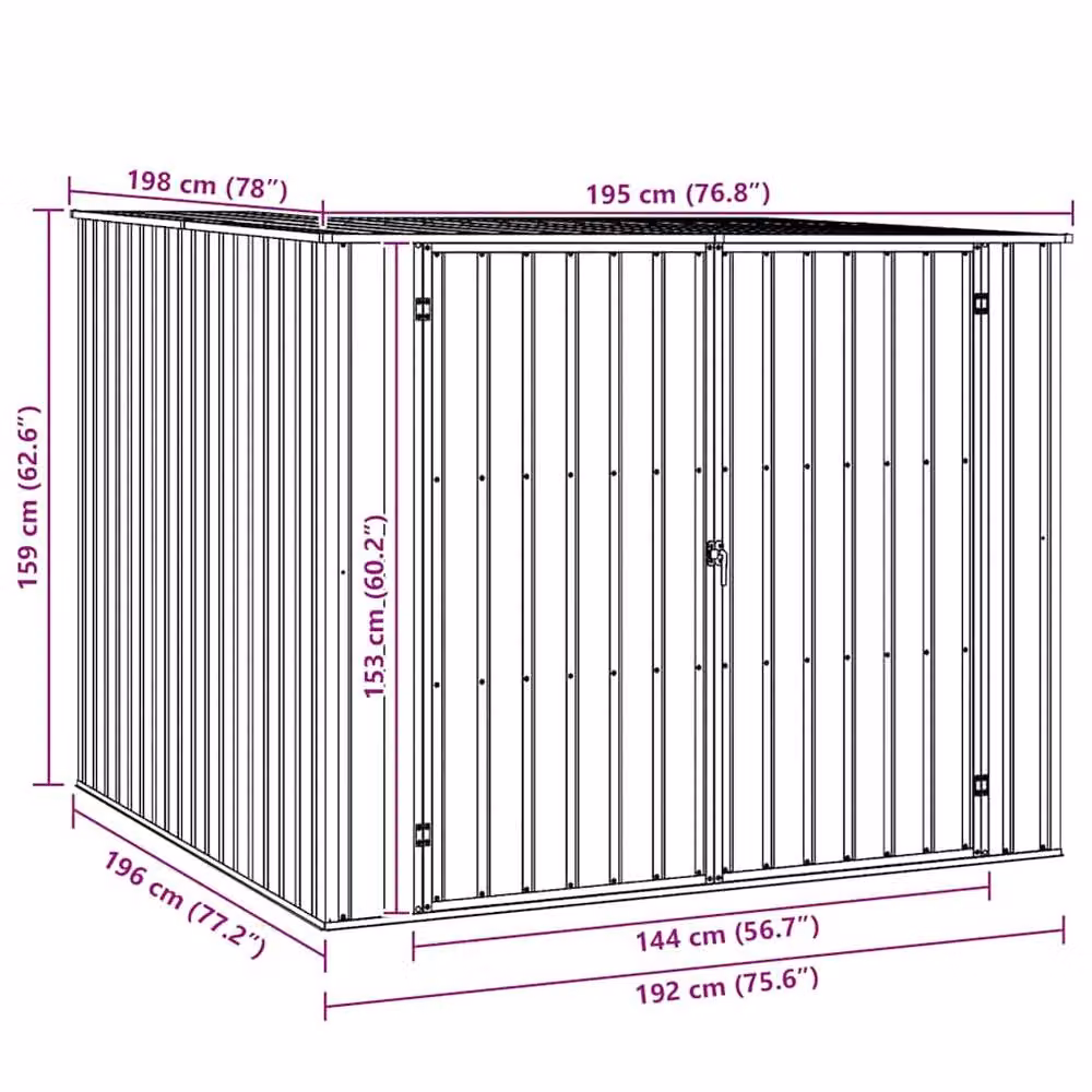 Berkfield Home Garden Shed in Anthracite Grey Galvanised Steel, W/D/H: 195 x 198 x 159 cm – 5
