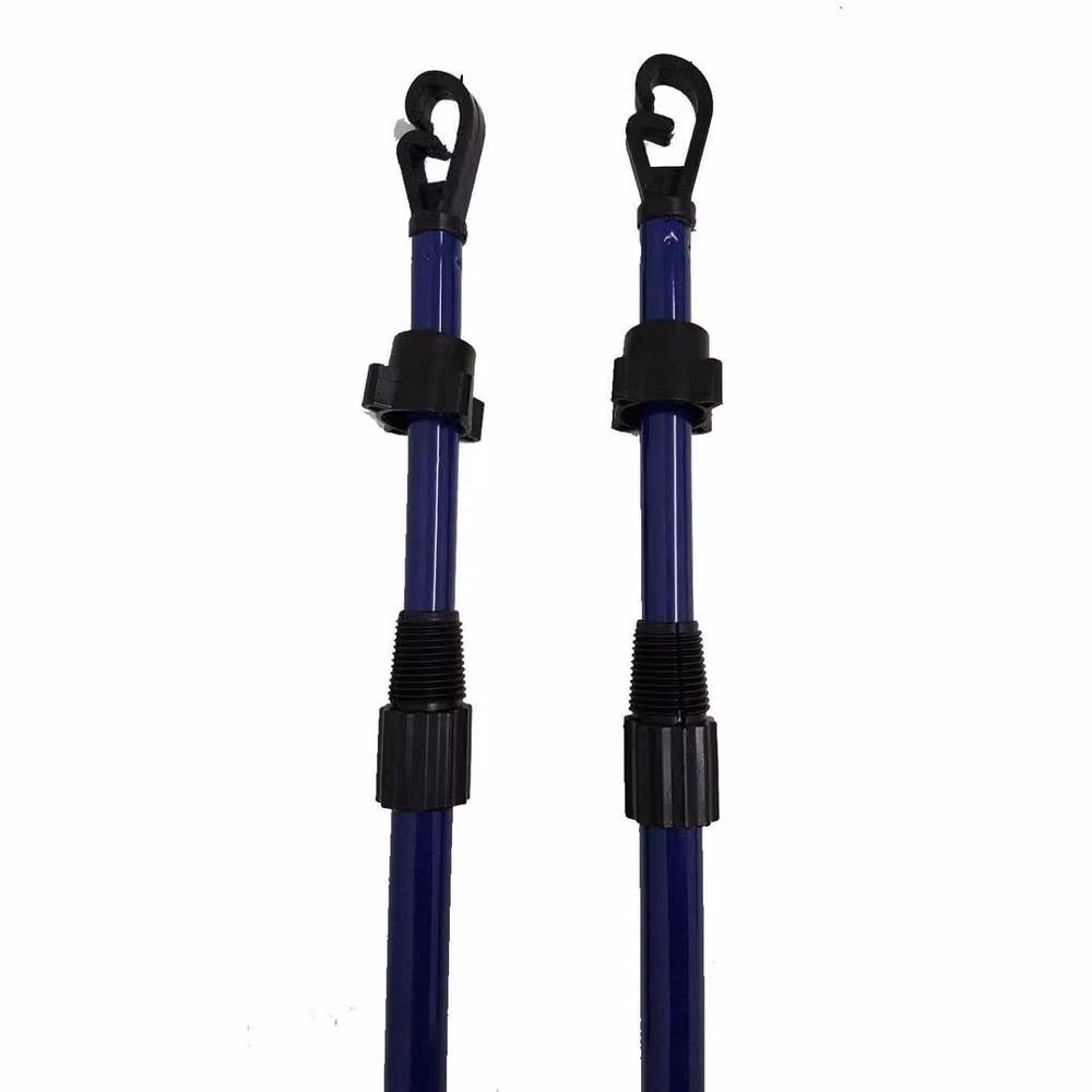 FLAVORA 2-Piece Adjustable Extending Clothes Washing Line Pole in Blue, Galvanised Steel – 3