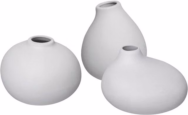 Blomus Nona Set of 3 Porcelain Vases in Grey