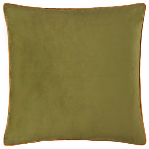 Furn Meridian Velvet Piped Square Cushion in Green and Orange, W/D/H: 55 x 55 x 55 cm – 1