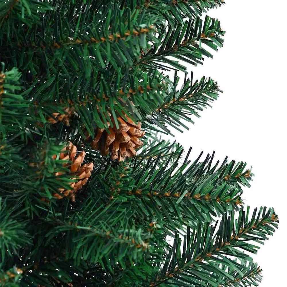 Berkfield Home Elegant Slim Green Christmas Tree, Height: 180 cm, PVC and Solid Pine Wood – 4