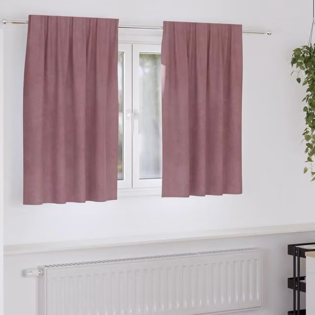 Berkfield Home Dark Pink Velvet Blackout Curtains, 2 Pack – 1