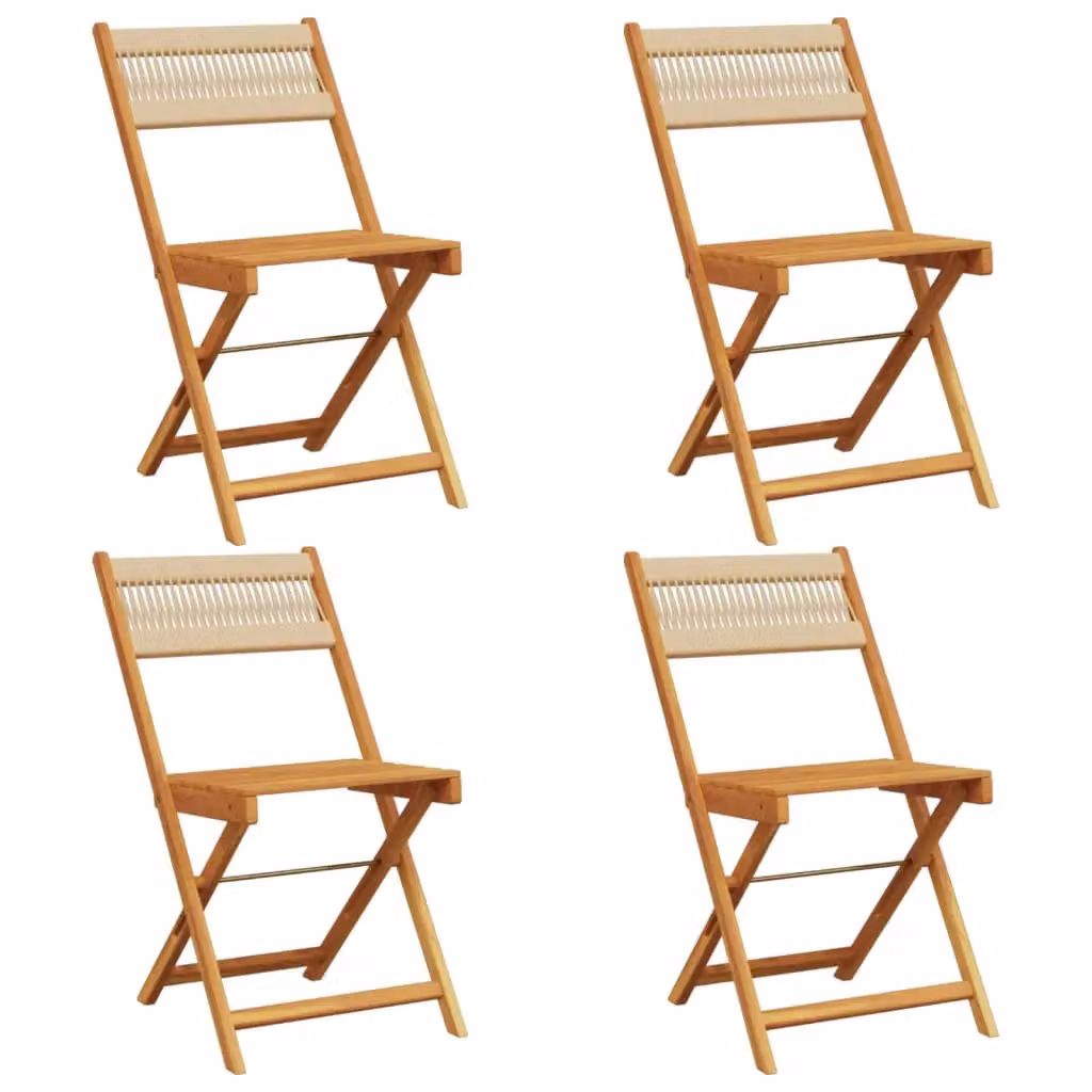 Berkfield Home Set of 4 Folding Garden Chairs in Beige Acacia Wood – 2