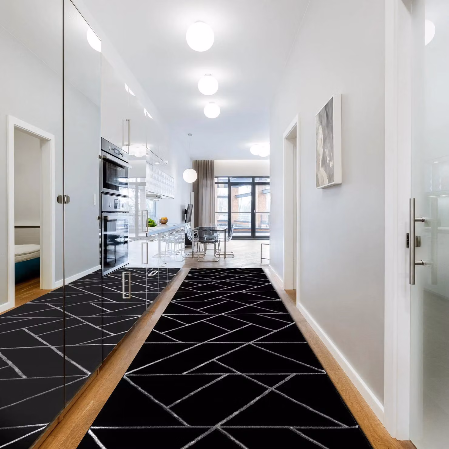 RugsX Exclusive Emerald Black Geometric Runner, W: 70 cm, L: 180 cm – 4
