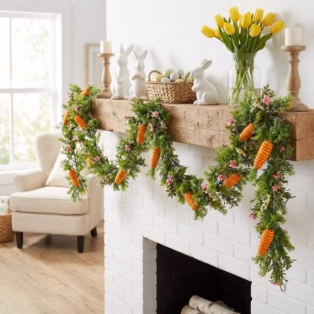 Garden Greatness Decorative Easter Carrot Garland in Orange, Green and Multicolour