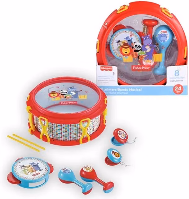 Fisher-Price Musical Animal Band Percussion Drum Set in Red