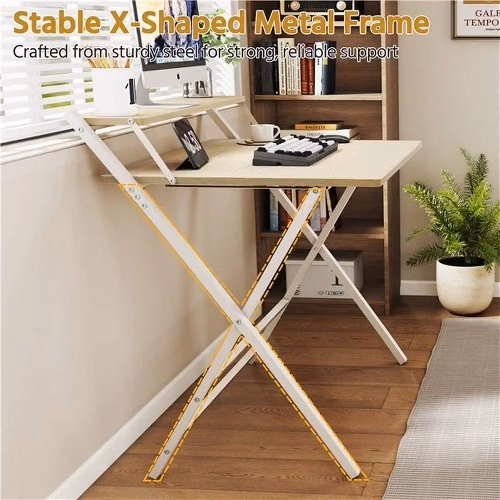 SPETLEK 2-Tier Foldable Computer Desk in White – 2