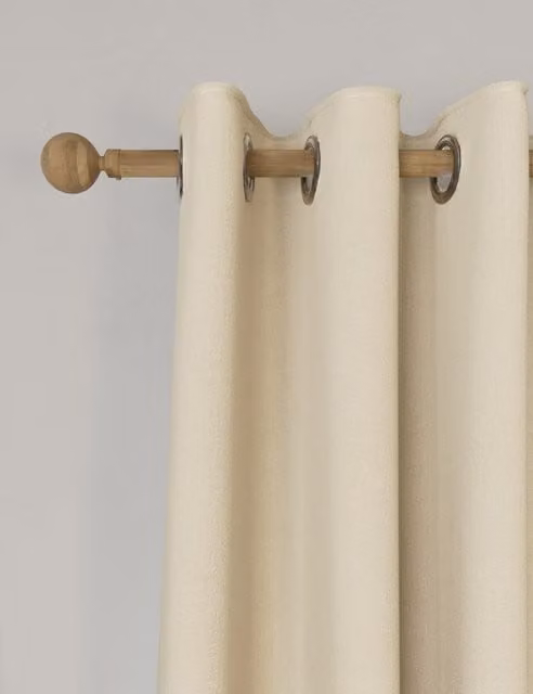 M&S Beige Plain Blackout Thermal Eyelet Curtains