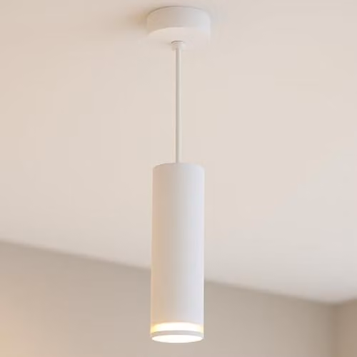 CGC Lighting Solis White Suspended Cylinder LED Ceiling Pendant Spotlight, Adjustable Up and Down GU10, Aluminium, W/D/H: 5.5 x 5.5 x 20.0 cm