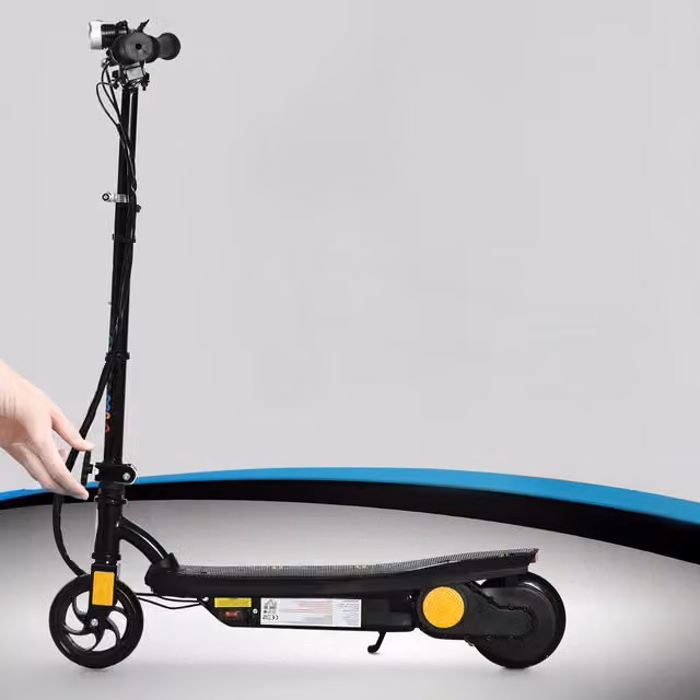 HOMCOM Folding Electric Scooter with LED Headlight and Rechargeable Battery in Black