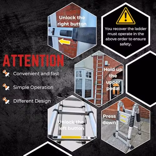 Samuel Alexander 5m Lightweight Aluminium Telescopic Multi-Position Extendable Ladder in Silver – 7