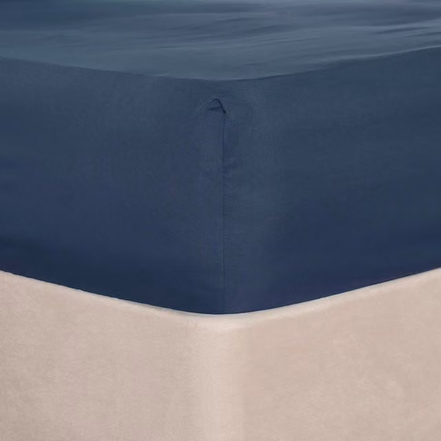 Brentfords Plain Microfibre Fitted Bed Sheet, Blue, W/D/H: 140 x 200 cm