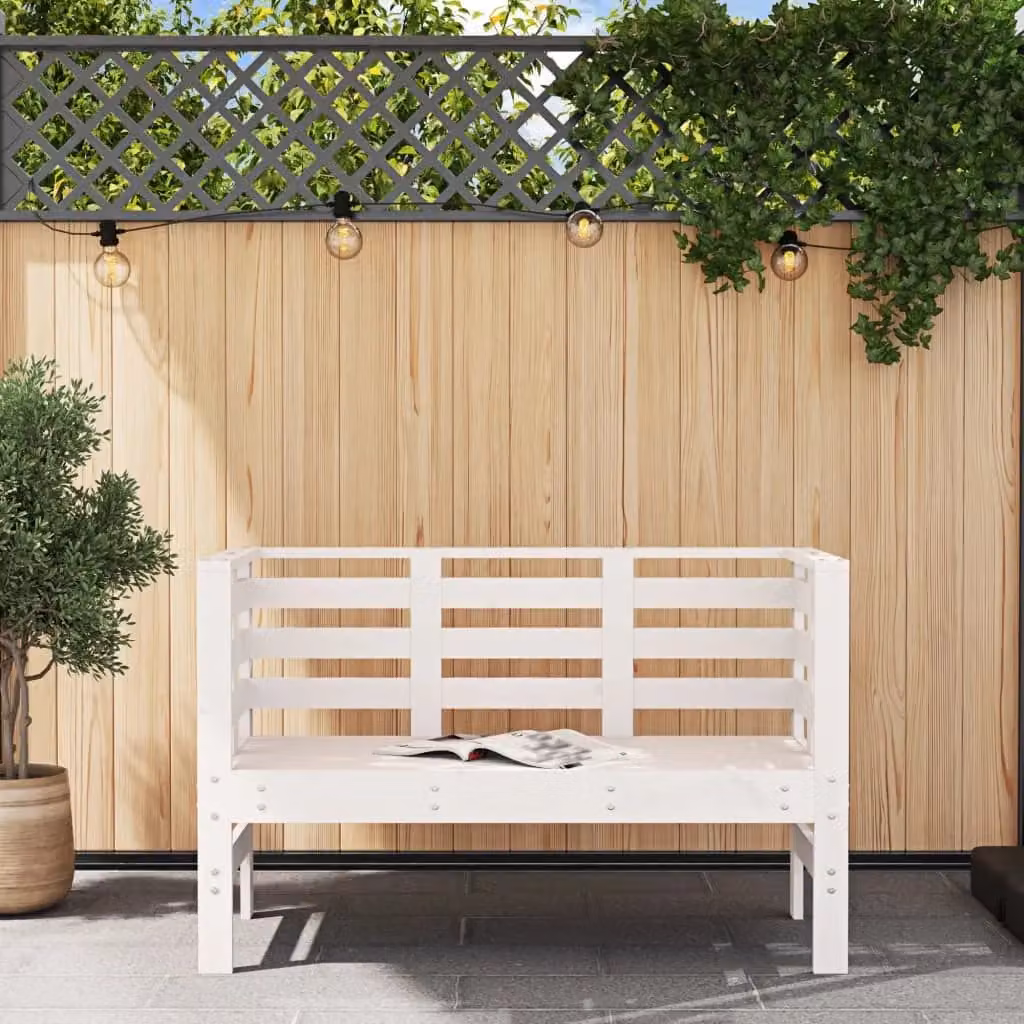 Berkfield Home Rustic White Lacquered Solid Pine Garden Bench W/D/H: 111.5 x 53 x 71 cm – 3