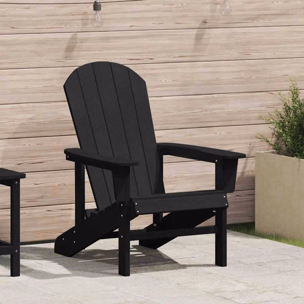Berkfield Home Adirondack Chair in Black HDPE, W/D/H: 74 x 82 x 91 cm – 2