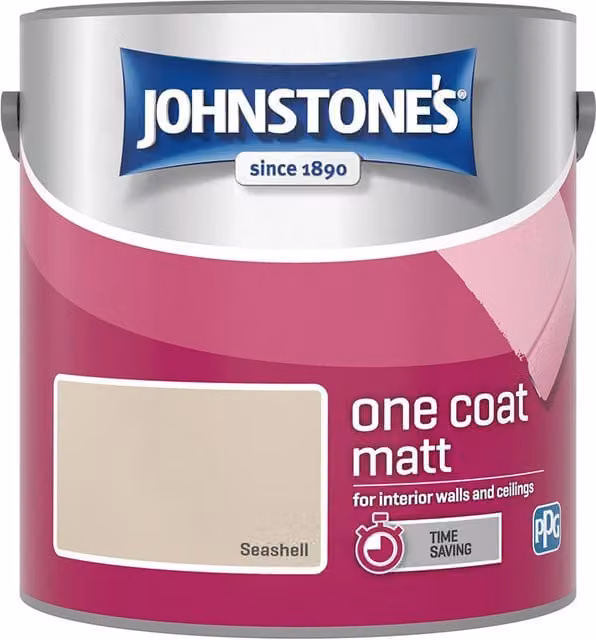 Johnstone's One Coat Matt Emulsion Paint - Seashell Beige, 2.5L