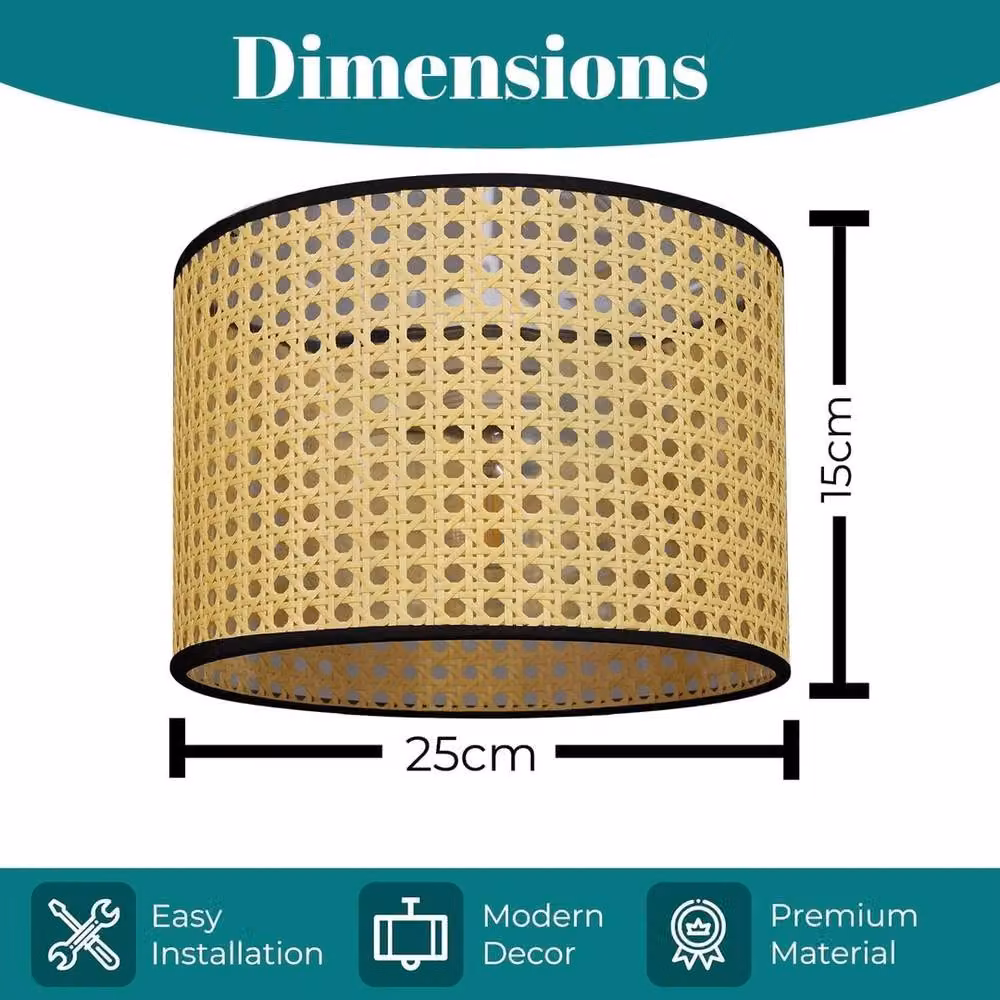 EONLION Rattan Cylinder Lamp Shade for Ceilings and Chandeliers in Beige – 2