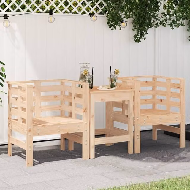 Berkfield Home Set of 2 Rustic Brown Solid Pine Garden Chairs, W: 61.5 cm, D: 53 cm, H: 71 cm – 1