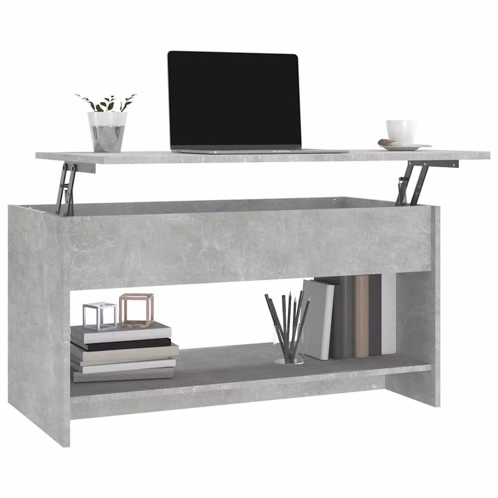 Berkfield Home 809651 Modern Rectangular Coffee Table in Concrete Grey with Lift Mechanism, W: 102 cm, D: 50 cm, H: 52.5 cm – 3