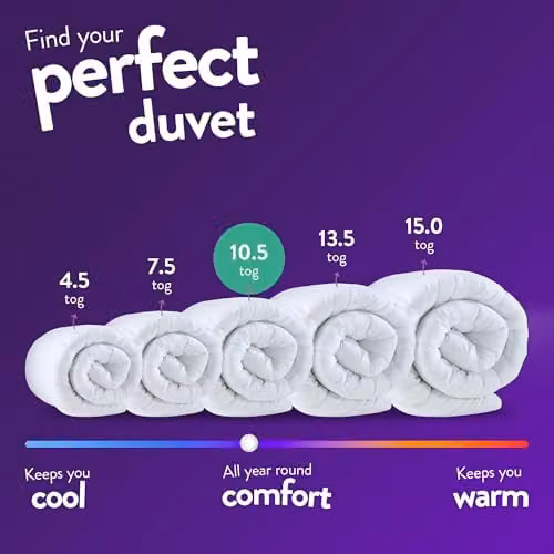 Slumberdown Cosy Nights Single 10.5 Tog Duvet and 2 Pillows Set in White, W/H: 135 x 200 cm – 1