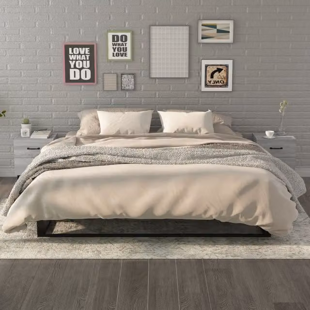 Berkfield Home Set of 2 Bedside Cabinets in Grey Sonoma, W: 40 cm, D: 35 cm, H: 47.5 cm – 1