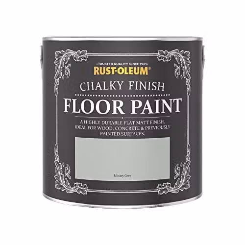 Rust-Oleum Water-Based Scratch-Proof Floor Paint in Matt Finish, Library Grey, 2.5L – 3