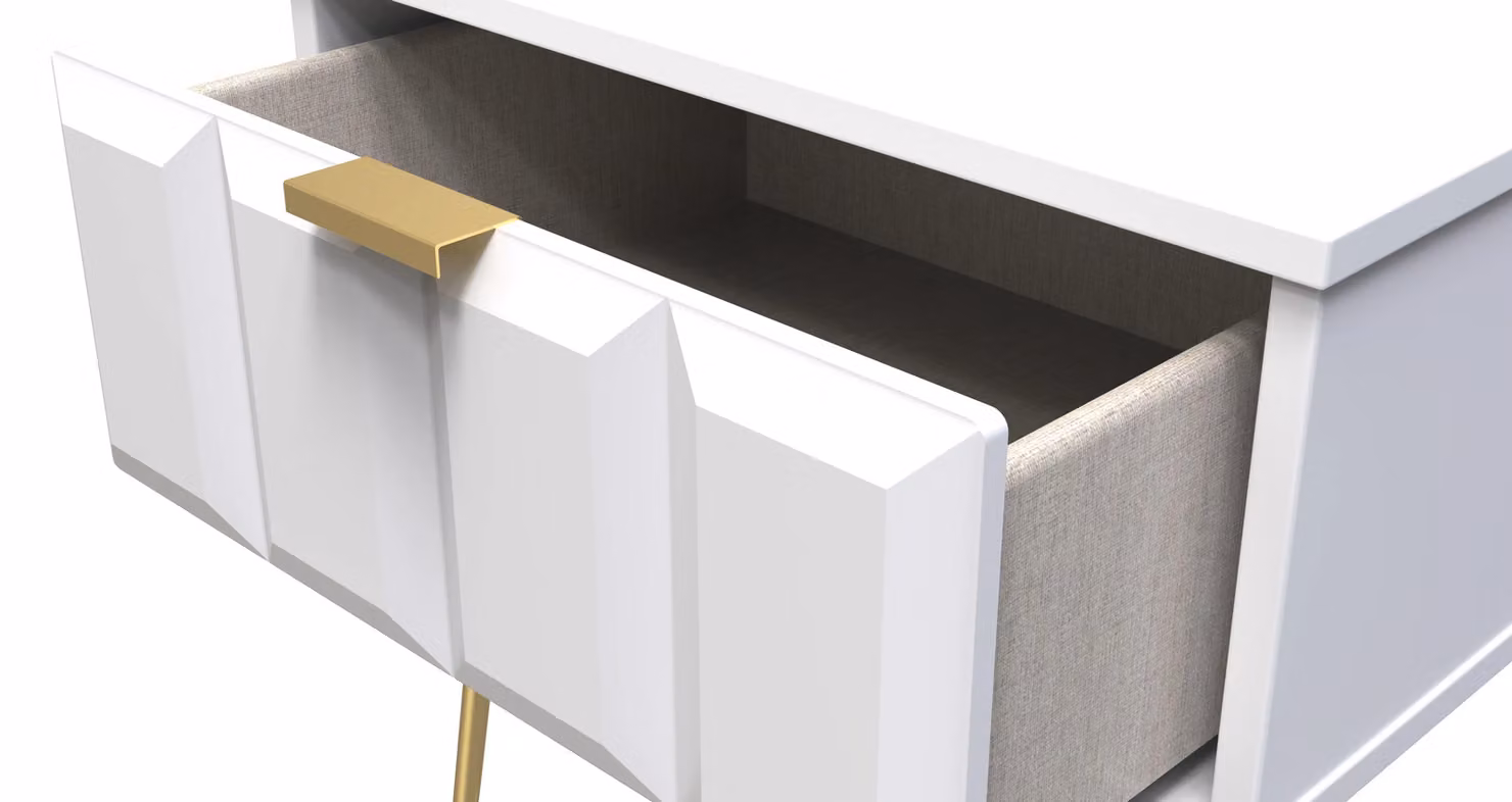 2 U Metro Small 1 Drawer Bedside Table in White and Gold, Ready Assembled – 2