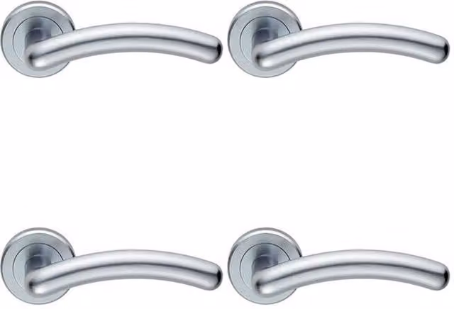 Loops 4x Pair Arched Round Bar Handles with Concealed Fix Round Rose in Satin Chrome