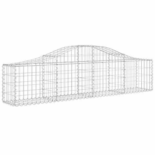 vidaXL Arched Gabion Baskets, 2 Pack, Galvanised Steel, Silver, W/D/H: 200 x 30 x 40/60 cm