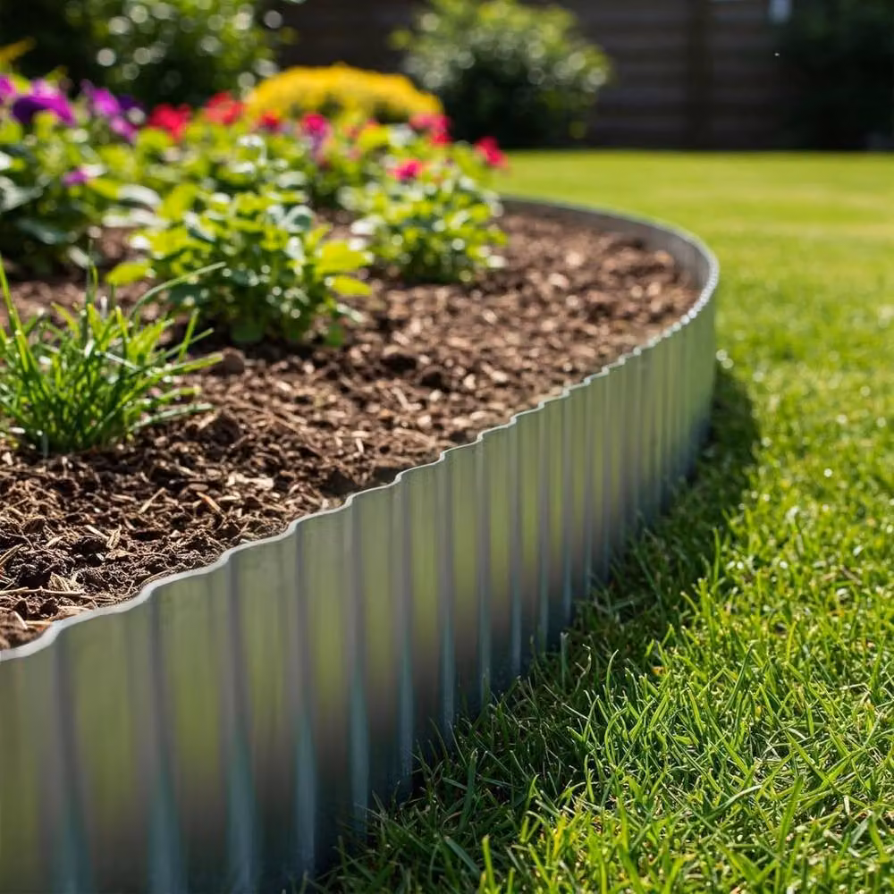 Trendi Heavy Duty Galvanised Steel Lawn Edging, 10m, Silver – 6